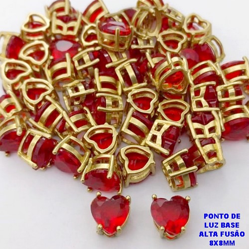 PINGENTE NO BRUTO PRONTO PARA O BANHO (POTE) BASE CORAÇÃO EM ALTA FUSÃO 8X8MM -VENDIDA POR UNIDADE / PONTO DE LUZ ZIRCONIA DE CORAÇÃO - PESO 0,09GR - BRU28276