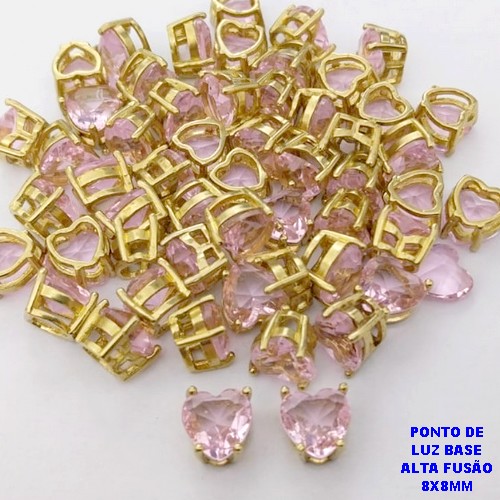 PINGENTE NO BRUTO PRONTO PARA O BANHO (POTE) BASE CORAÇÃO EM ALTA FUSÃO 8X8MM -VENDIDA POR UNIDADE / PONTO DE LUZ ZIRCONIA DE CORAÇÃO - PESO 0,09GR - BRU28277