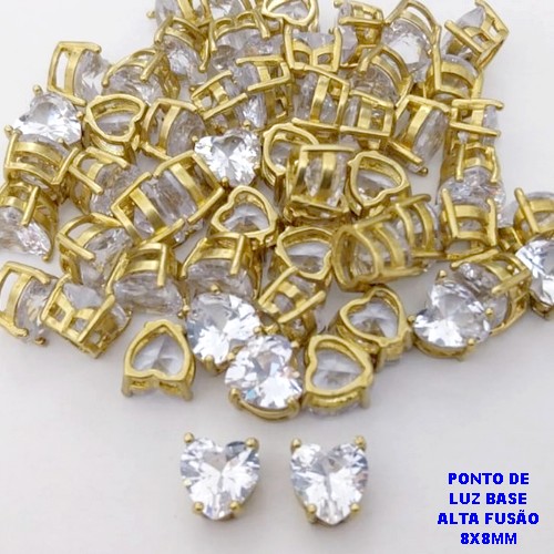 PINGENTE NO BRUTO PRONTO PARA O BANHO (POTE) BASE CORAÇÃO EM ALTA FUSÃO 8X8MM -VENDIDA POR UNIDADE / PONTO DE LUZ ZIRCONIA DE CORAÇÃO - PESO 0,09GR - BRU28278