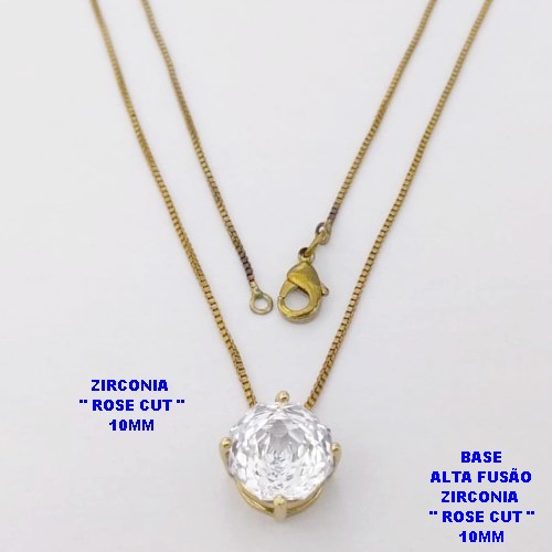 GARGANTILHA NO BRUTO PRONTO PARA O BANHO (POTE)CORRENTE VENEZIANA DE 45CM COM BASE ALTA FUSÃO ( " ZIRCONIA ROSE CUT 10X10MM ") / PESO 4.1GR - BRU28300