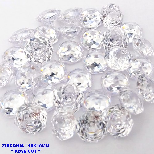 ACESSORIO NO BRUTO PRONTO PARA O BANHO (POTE)PEDRA DE (" ZIRCONIA " ROSE CUT 10X10MM ") CRISTAL DE 10X10MM / PESO 1.6GR - BRU28304