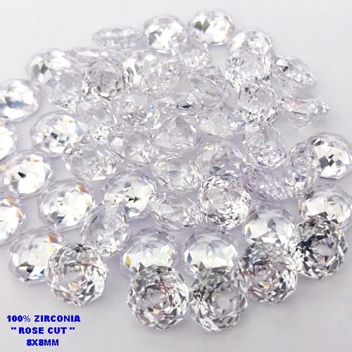 ACESSORIO NO BRUTO PRONTO PARA O BANHO (CX194)PEDRA DE (" ZIRCONIA " ROSE CUT 10X10MM ") CRISTAL DE 8X8MM / PESO 0,08GR - BRU28321