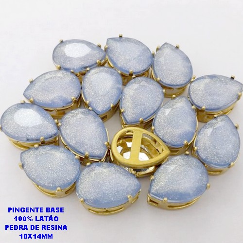 PINGENTE NO BRUTO PRONTO PARA O BANHO(CX194) PINGENTE BASE 100% LATÃO PEDRA " RESINA 10X14MM " / PESO 1.2GR - BRU28331