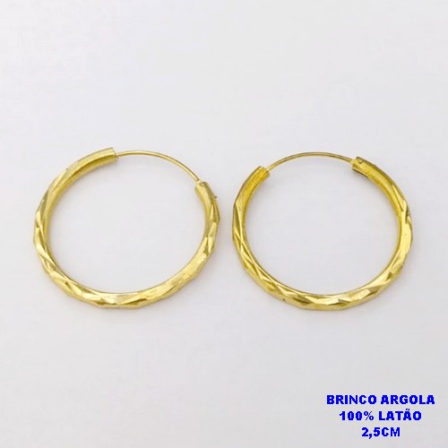 BRINCO NO BRUTO PRONTO PARA O BANHO(CX194)BRINCO DE AGOLA 100% LATÃO - TAMANHO 2,5CM - PESO 4.6GR - BRU28334