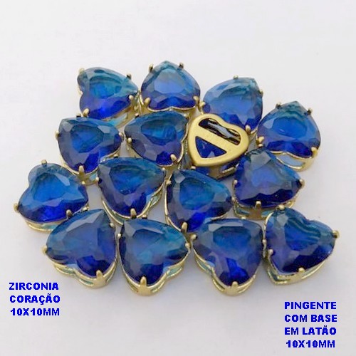 PINGENTE NO BRUTO PRONTO PARA O BANHO(POTE) PINGENTE COM BASE EM LATÃO(VENDIDO POR UNIDADE) FORMATO DE CORAÇÃO ZIRCONIA " 10X10MM " / PESO 0,08GR - BRU28352