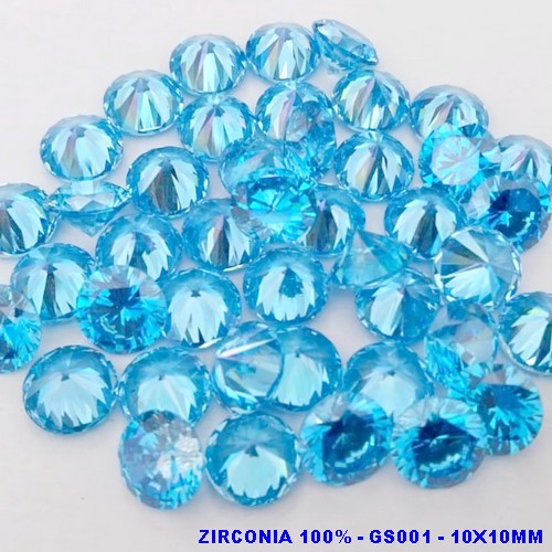 ACESSORIO NO BRUTO PRONTO PARA O BANHO (POTE)PEDRA DE ZIRCONIA 100%(GS001) AZUL DE 10X10MM / PESO 1.4GR - BRU28376