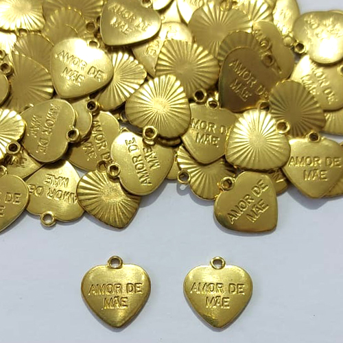 ACESSÓRIOS NO BRUTO PRONTO PARA O BANHO - (4244) CORAÇÃO AMOR DE MÃE 10MM - PESO 0,6GR - BRU31014