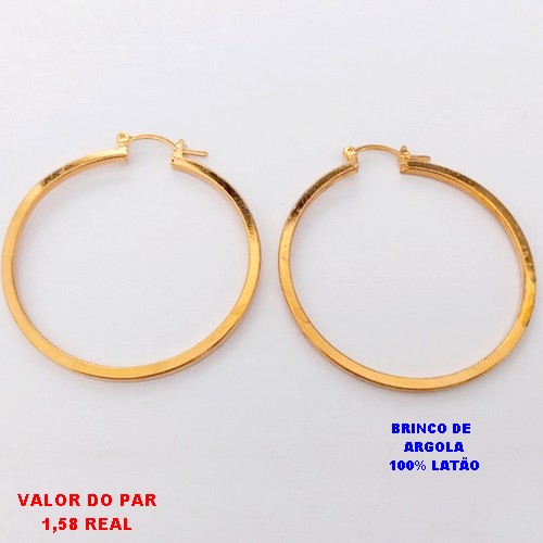 BRINCO NO BRUTO PRONTO PARA O BANHO(138)BRINCO DE ARGOLA TAMANHO 4CM / PESO 8.6GR - BRU28425