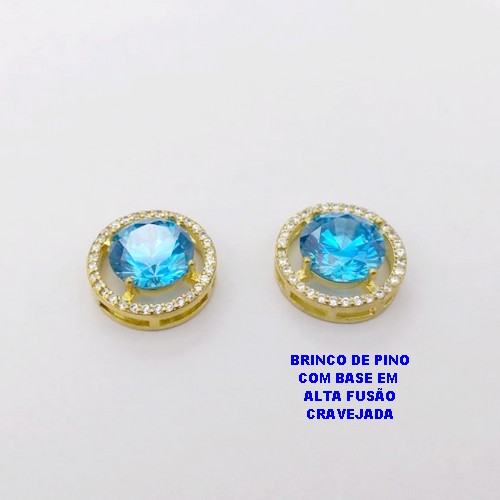 BRINCO NO BRUTO PRONTO PARA O BANHO (POTE )BRINCO DE PINO PINGENTE ALTA FUSÃO - TAMANHO 15MM CRAVEJADO COM ZIRCONIA 10X10MM(GS001)/ PESO 5.9GR - BRU28442