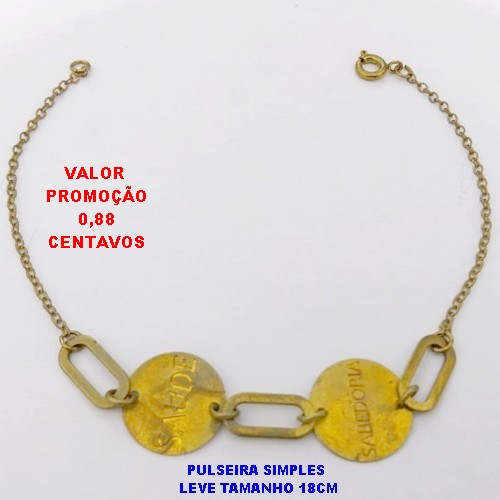 PULSEIRA NO BRUTO PRONTO PARA O BANHO (CX.120) - PULSEIRA SIMPLES E DELICADA(FRASE SORTE/SUCESSO - TAMANHO 18CM - PESO 2GR - BRU28450