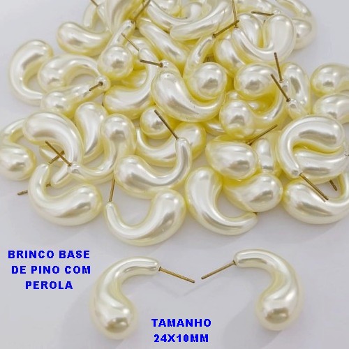 BRINCO NO BRUTO PRONTO PARA O BANHO(CX )- BRINCO DE PINO EM PEROLA GOTA TAMANHO 24X10MM PESO TOTAL 3.3GR - BRU28466
