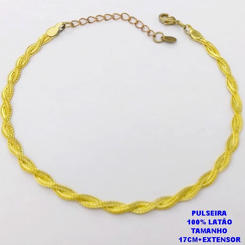 PULSEIRA NO BRUTO PRONTO PARA O BANHO(AV)(CX195 ) PULSEIRA COM FIO TRANÇADO - LARGURA 3.5MM-TAMANHO 2.7GR BRU28481
