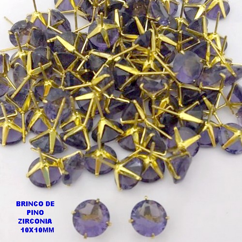 BRINCO NO BRUTO PRONTO PARA O BANHO(AV)(CX195 ) BRINCO DE PINO COM ZIRCONIA DE 10X10MM -PESO 1.6GR BRU28483