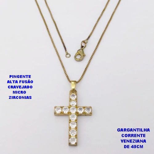 GARGANTILHA NO BRUTO PRONTO PARA O BANHO(CX )-GARGANTILHA COM CORRENTE VENEZIANA DE 45CMCOM FECHO LAGOSTA( PINGENTE DE 2.5MM)/ PESO 3.9GR -BRU29001
