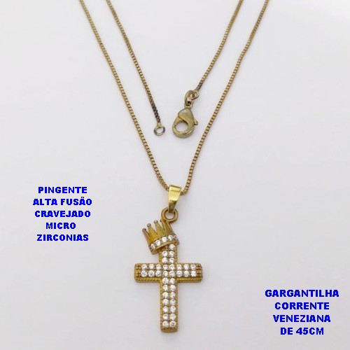 GARGANTILHA NO BRUTO PRONTO PARA O BANHO(CX )-GARGANTILHA COM CORRENTE VENEZIANA DE 45CMCOM FECHO LAGOSTA( PINGENTE DE 2.5MM)/ PESO 3.9GR -BRU29004