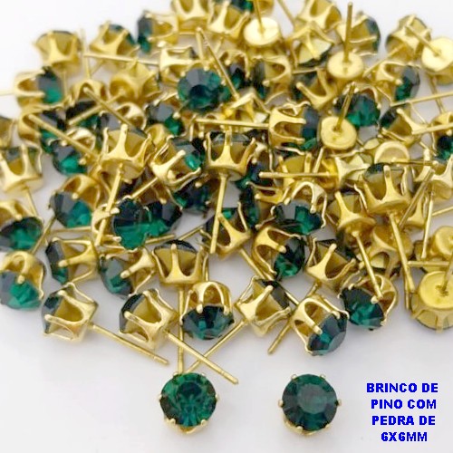 BRINCO NO BRUTO PRONTO PARA O BANHO(POTE)- BRINCO DE PINO 100% LATÃO COM CRISTAL DE 6MM- PESO TOTAL 0,06GR - BRU29005