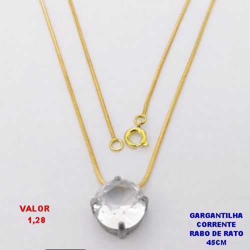 GARGANTILHA NO BRUTO PRONTO PARA O BANHO (CX.69) . GARGANTILHA COM CORRENTE RABO DE RATO DE 45CM PINGENTE DE 12X12MM AQLTA FUSÃO - PESO 5.9GR BRU29014