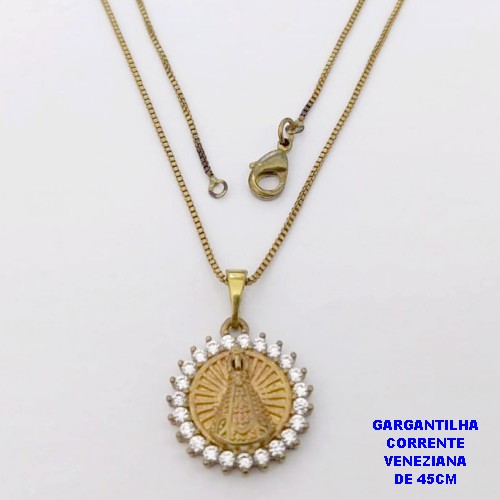 GARGANTILHA NO BRUTO PRONTO PARA O BANHO(CX )-GARGANTILHA COM CORRENTE VENEZIANA DE 45CMCOM FECHO LAGOSTA( PINGENTE DE 1.5MM)/ PESO 3.9GR -BRU29019