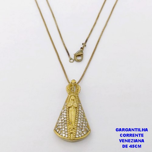 GARGANTILHA NO BRUTO PRONTO PARA O BANHO(CX )-GARGANTILHA COM CORRENTE VENEZIANA DE 45CMCOM FECHO LAGOSTA( PINGENTE DE 2,5X1,5MM)/ PESO 1.7GR -BRU29020