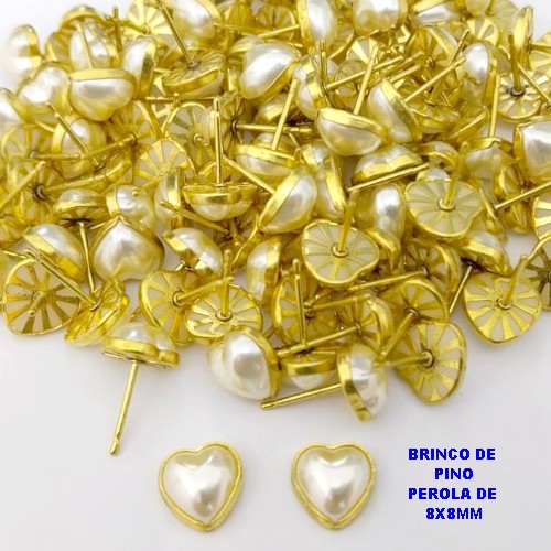 BRINCO NO BRUTO PRONTO PARA O BANHO(POTE)(AV)- BRINCO DE PINO 100% LATÃO COM PEROLA DE 8MM- PESO TOTAL 0,07GR - BRU29050