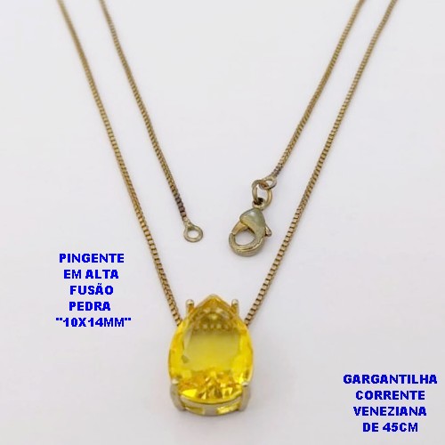 GARGANTILHA NO BRUTO PRONTO PARA O BANHO(POTE)- CORRENTE VENEZIANA DE 45CM PINGENTE COM BASE EM ALTA FUSÃO COM ZIRCONIA " 10X14MM " PESO 3.3GR - BRU29055