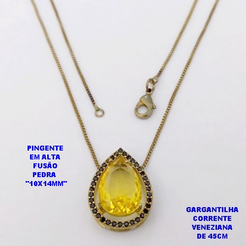 GARGANTILHA NO BRUTO PRONTO PARA O BANHO(POTE)- CORRENTE VENEZIANA DE 45CM PINGENTE COM BASE EM ALTA FUSÃO COM ZIRCONIA " 10X14MM " PESO 3.3GR - BRU29056