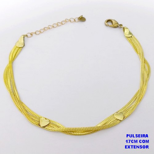 PULSEIRA NO BRUTO PRONTO PARA O BANHO(AV)(CX195 ) PULSEIRA FITA -TAMANHO 17CM+EXTENSOR COM FECHO LAGOSTA- PESO 3.2GR - BRU29064