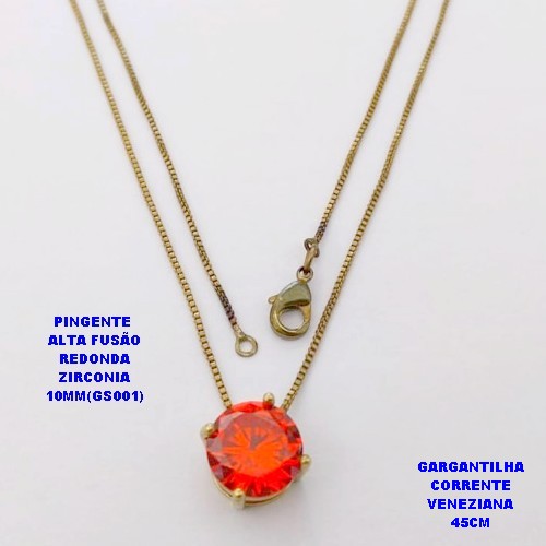 GARGANTILHA NO BRUTO PRONTO PARA O BANHO(POTE) GARGANTILHA COM CORRENTE VENEZIANA DE 45CM - PINGENTE EM ALTA FUSÃO CRAVEJADO E ("ZIRCONIA 10X10MM GS001")- PESO 4.7GR - BRU29074