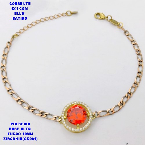 PULSEIRA NO BRUTO PRONTO PARA O BANHO(POTE) PULSEIRA 1X1 ELLO BATIDO LARGURA 0,3MM/ CONECTOR COM BASE EM ALTA FUSÃO( "ZIRCONIA GS001 ")" 10X10MM" / PESO 5.5GR - BRU29110