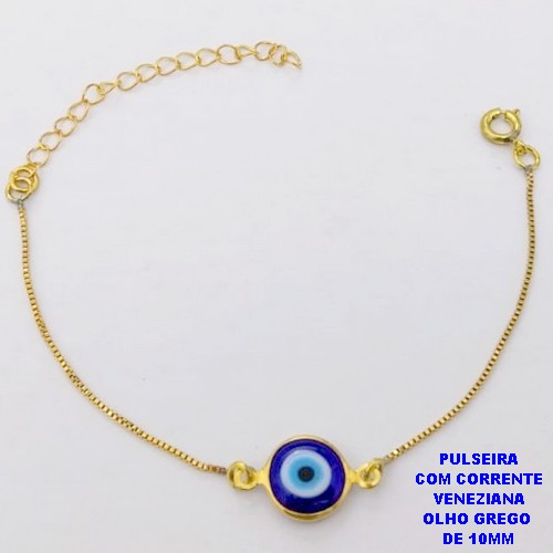 0PULSEIRA NO BRUTO PRONTO PARA O BANHO(CX195)(AV)-CORRENTE VENEZIANA COM OLHO GREGO DE 10MM - PESO TOTAL 1.4GR - BRU29135