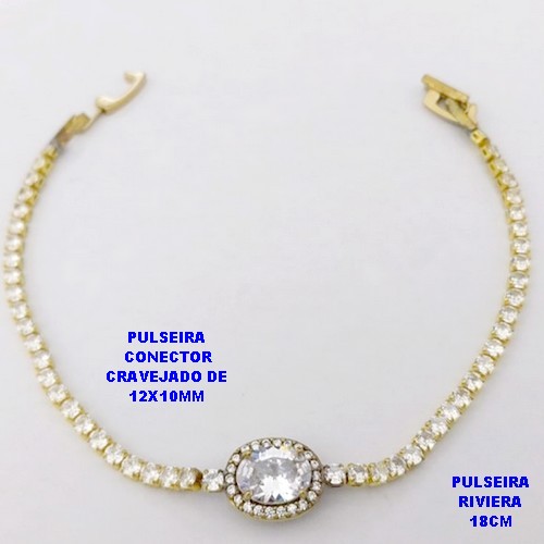 PULSEIRA NO BRUTO PRONTO PARA O BANHO(CX181)- PULSEIRA RIVIERA DE 18CM(CONECTOR CRAVEJADO 12X10MM - PESO TOTAL 5.3GR - BRU29136