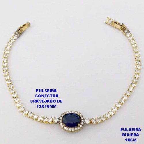 PULSEIRA NO BRUTO PRONTO PARA O BANHO(CX181)- PULSEIRA RIVIERA DE 18CM(CONECTOR CRAVEJADO 12X10MM - PESO TOTAL 5.3GR - BRU29137