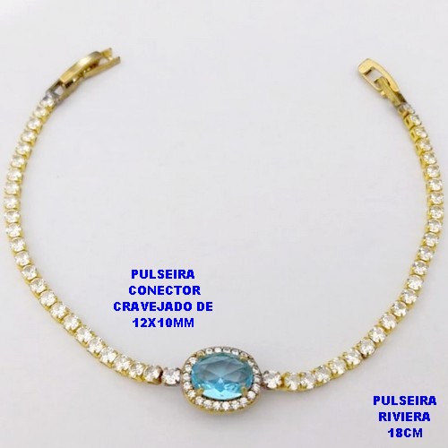 PULSEIRA NO BRUTO PRONTO PARA O BANHO(CX181)- PULSEIRA RIVIERA DE 18CM(CONECTOR CRAVEJADO 12X10MM - PESO TOTAL 5.3GR - BRU29138