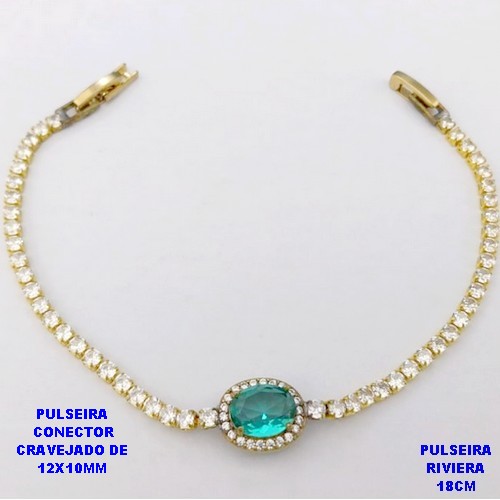 PULSEIRA NO BRUTO PRONTO PARA O BANHO(CX181)- PULSEIRA RIVIERA DE 18CM(CONECTOR CRAVEJADO 12X10MM - PESO TOTAL 5.3GR - BRU29139