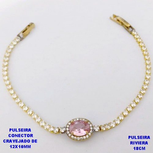 PULSEIRA NO BRUTO PRONTO PARA O BANHO(CX181)- PULSEIRA RIVIERA DE 18CM(CONECTOR CRAVEJADO 12X10MM - PESO TOTAL 5.3GR - BRU29140