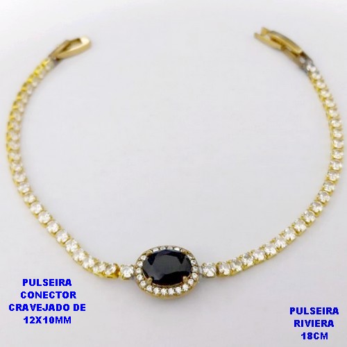 PULSEIRA NO BRUTO PRONTO PARA O BANHO(CX181)- PULSEIRA RIVIERA DE 18CM(CONECTOR CRAVEJADO 12X10MM - PESO TOTAL 5.3GR - BRU29141