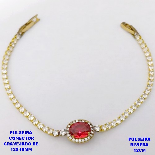PULSEIRA NO BRUTO PRONTO PARA O BANHO(CX181)- PULSEIRA RIVIERA DE 18CM(CONECTOR CRAVEJADO 12X10MM - PESO TOTAL 5.3GR - BRU29142