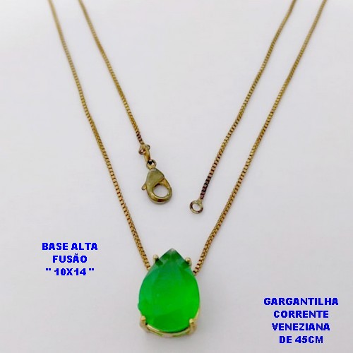GARGANTILHA NO BRUTO PRONTO PARA O BANHO(POTE) GARGANTILHA COM CORRENTE VENEZIANA DE 45CM - PINGENTE EM ALTA FUSÃO CRAVEJADO E (" PEDRA 10X14MM ")- PESO 3.9GR - BRU29146