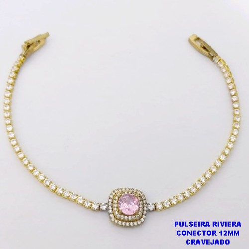 PULSEIRA NO BRUTO PRONTO PARA O BANHO(CX118)- PULSEIRA RIVIERA DE 18CM(CONECTOR CRAVEJADO 12MM - PESO TOTAL 4.3GR - BRU29164