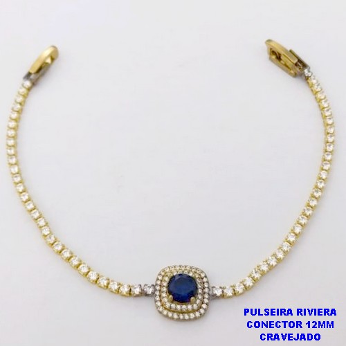 PULSEIRA NO BRUTO PRONTO PARA O BANHO(CX118)- PULSEIRA RIVIERA DE 18CM(CONECTOR CRAVEJADO 12MM - PESO TOTAL 4.3GR - BRU29165