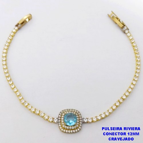 PULSEIRA NO BRUTO PRONTO PARA O BANHO(CX118)- PULSEIRA RIVIERA DE 18CM(CONECTOR CRAVEJADO 12MM - PESO TOTAL 4.3GR - BRU29166