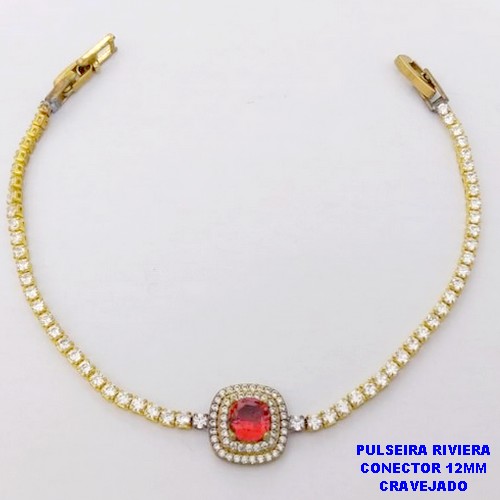 PULSEIRA NO BRUTO PRONTO PARA O BANHO(CX118)- PULSEIRA RIVIERA DE 18CM(CONECTOR CRAVEJADO 12MM - PESO TOTAL 4.3GR - BRU29167
