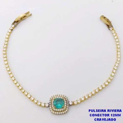 PULSEIRA NO BRUTO PRONTO PARA O BANHO(CX118)- PULSEIRA RIVIERA DE 18CM(CONECTOR CRAVEJADO 12MM - PESO TOTAL 4.3GR - BRU29168