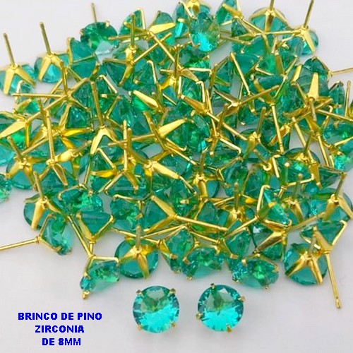 BRINCO NO BRUTO PRONTO PARA O BANHO(AV)(CX195 ) BRINCO DE PINO COM ZIRCONIA DE 8X8MM -PESO 0,9GR BRU29169