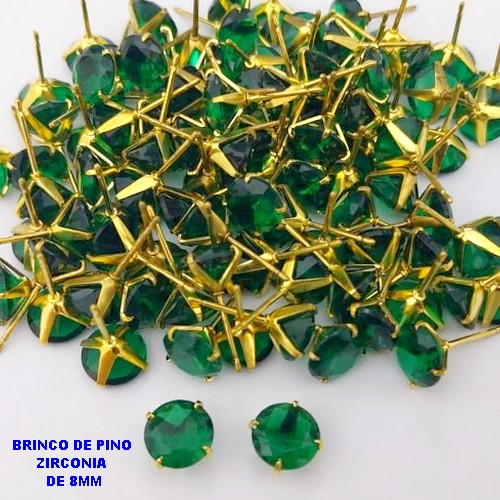 BRINCO NO BRUTO PRONTO PARA O BANHO(AV)(CX195 ) BRINCO DE PINO COM ZIRCONIA DE 8X8MM -PESO 0,9GR BRU29173