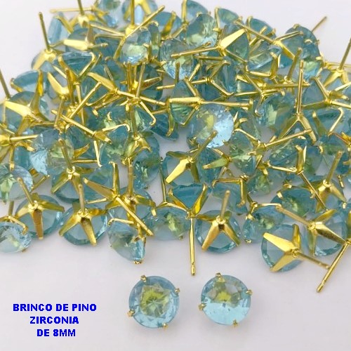 BRINCO NO BRUTO PRONTO PARA O BANHO(AV)(CX195 ) BRINCO DE PINO COM ZIRCONIA DE 8X8MM -PESO 0,9GR BRU29176
