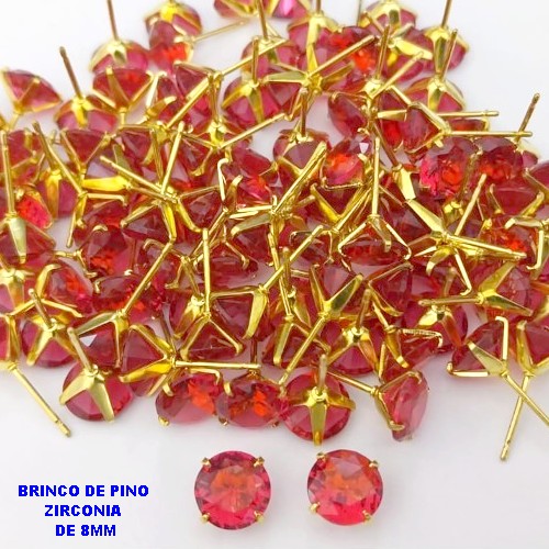 BRINCO NO BRUTO PRONTO PARA O BANHO(AV)(CX195 ) BRINCO DE PINO COM ZIRCONIA DE 8X8MM -PESO 0,9GR BRU29177