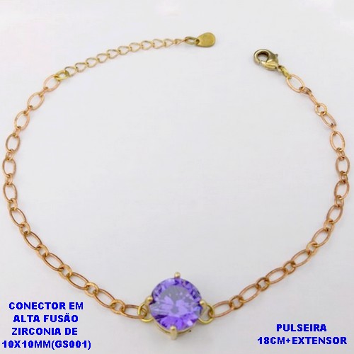 PULSEIRA NO BRUTO PRONTO PARA O BANHO(POTE) PULSEIRA 1X1 ELLO BATIDO LARGURA 0,3MM/ CONECTOR COM BASE EM ALTA FUSÃO( "ZIRCONIA GS001 ")" 10X10MM" / PESO 3.7GR - BRU29195