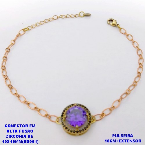 PULSEIRA NO BRUTO PRONTO PARA O BANHO(POTE) PULSEIRA 1X1 ELLO BATIDO LARGURA 0,3MM/ CONECTOR COM BASE EM ALTA FUSÃO( "ZIRCONIA GS001 ")" 10X10MM" / PESO 4.3GR - BRU29196