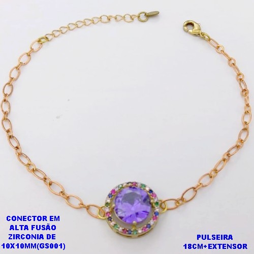 PULSEIRA NO BRUTO PRONTO PARA O BANHO(POTE) PULSEIRA 1X1 ELLO BATIDO LARGURA 0,3MM/ CONECTOR COM BASE EM ALTA FUSÃO( "ZIRCONIA GS001 ")" 10X10MM" / PESO 4.3GR - BRU29197